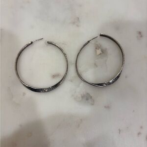 Hammered Silver Curve Hoops Set